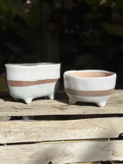 concrete bowl planter on legs