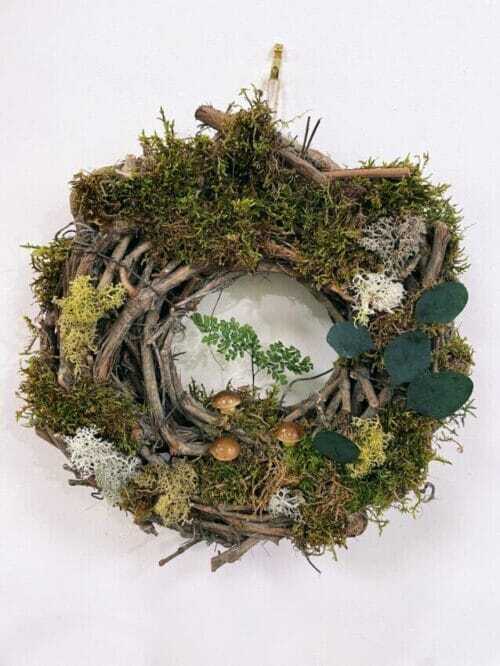 handmade moss rustic door & wall wreath moss & fern